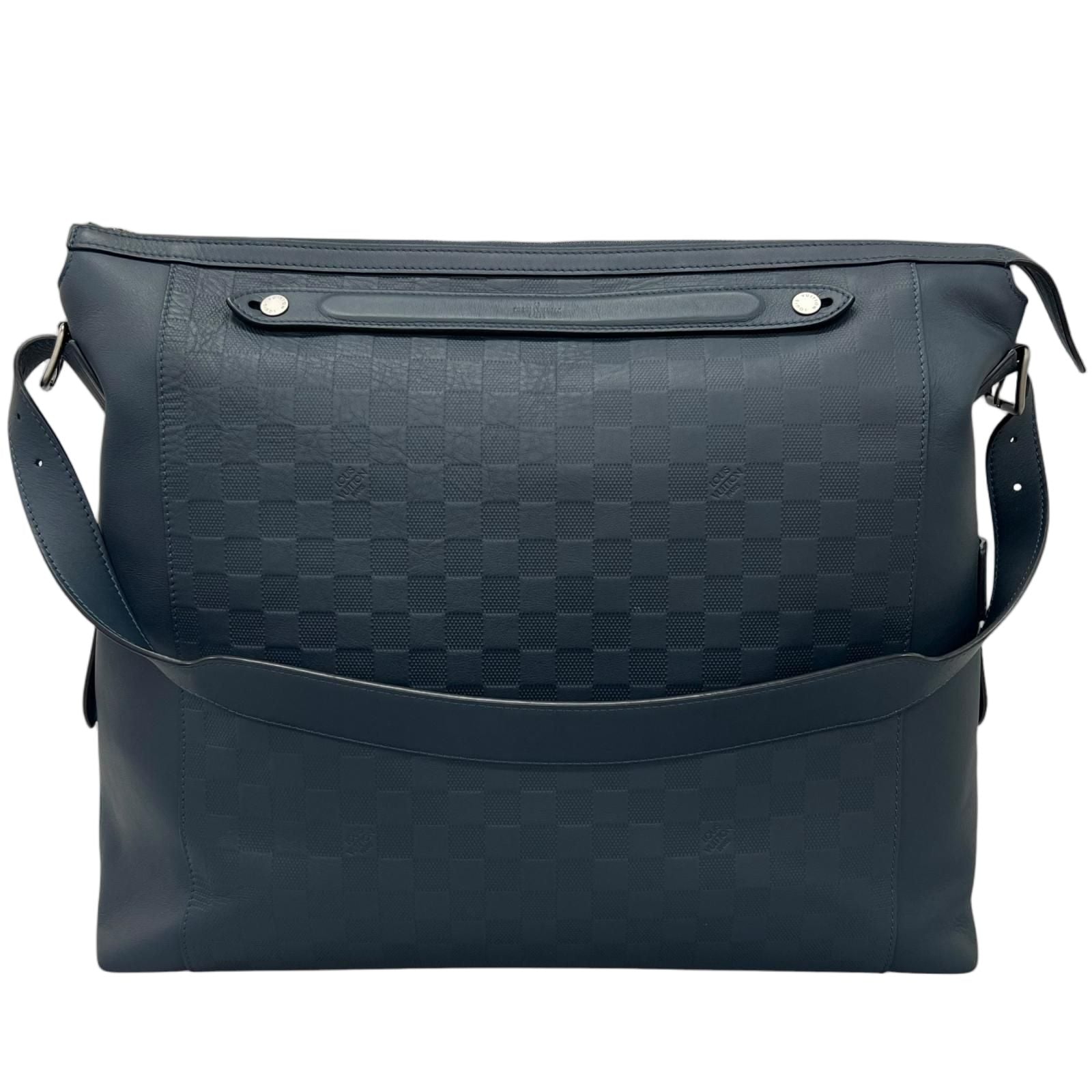Louis Vuitton Duplex Damier Infini Leather Blue Shoulder Bag Silver