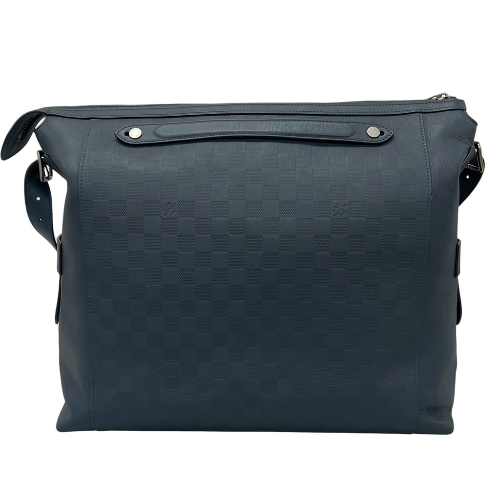 Louis Vuitton Duplex Damier Infini Leather Blue Shoulder Bag Silver — view 2