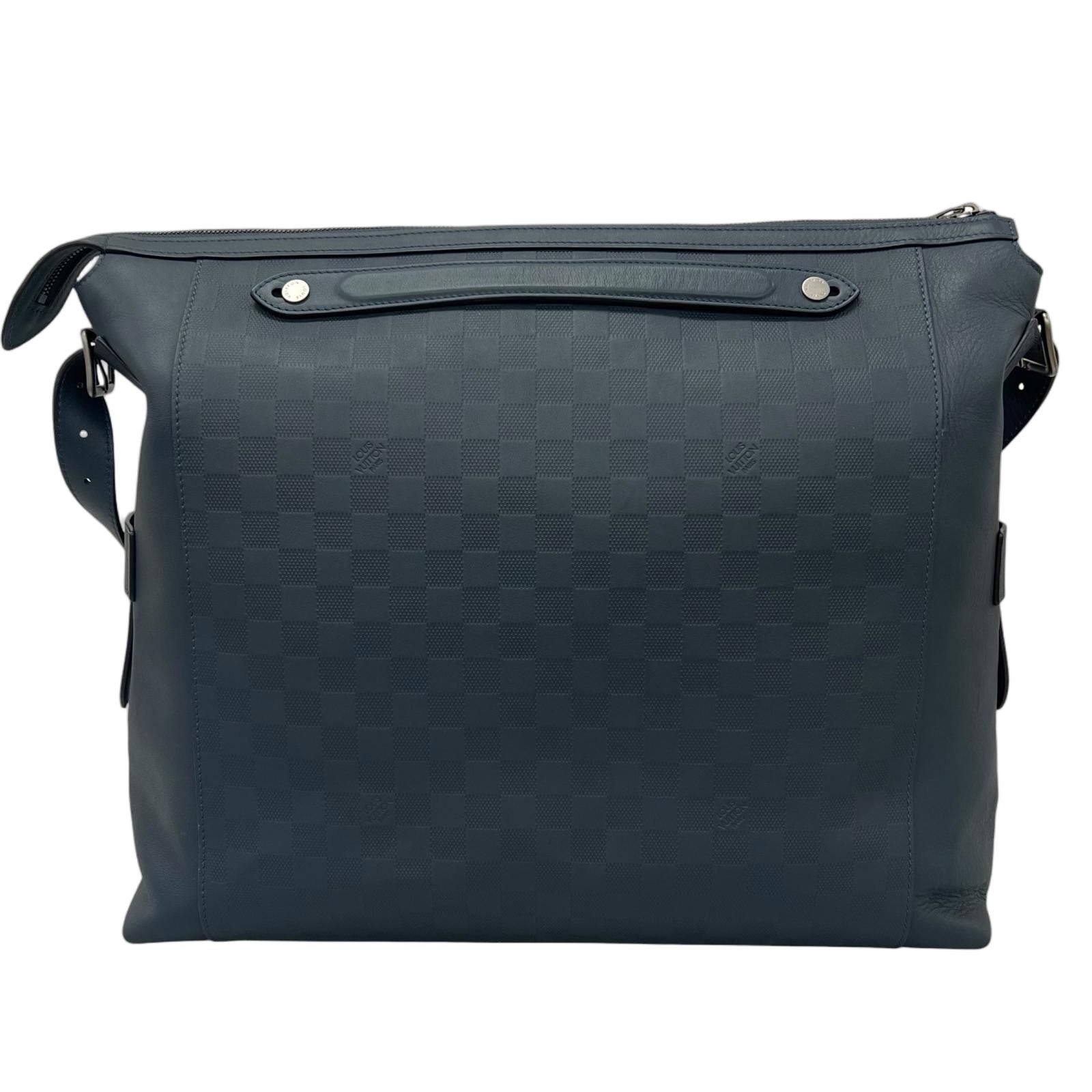 Louis Vuitton Duplex Damier Infini Leather Blue Shoulder Bag Silver — view 2