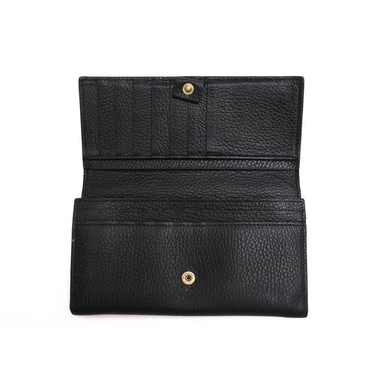 Gucci Long Wallet Women Leather Black Interlocking Continental — view 5