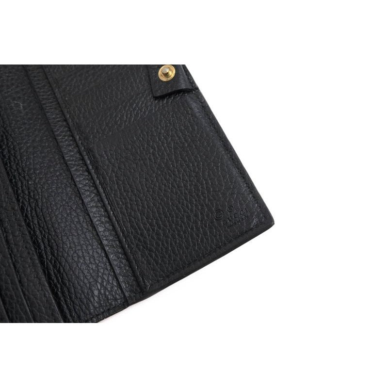 Gucci Long Wallet Women Leather Black Interlocking Continental — view 6