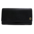 Gucci Long Wallet Women Leather Black Interlocking Continental