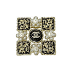 Chanel Brooch Corsage Gold Black Coco Mark Rhinestone — view 2