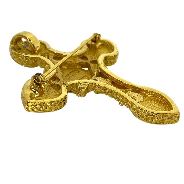 Dior Necklace Brooch 2-Way Top Pendant Faux Pearl Gold Logo — view 8
