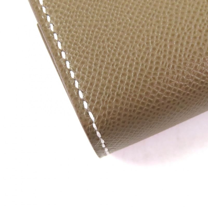 Hermes Bearn Mini Etoupe Gold Hardware H Logo Wallet With Coin — view 8