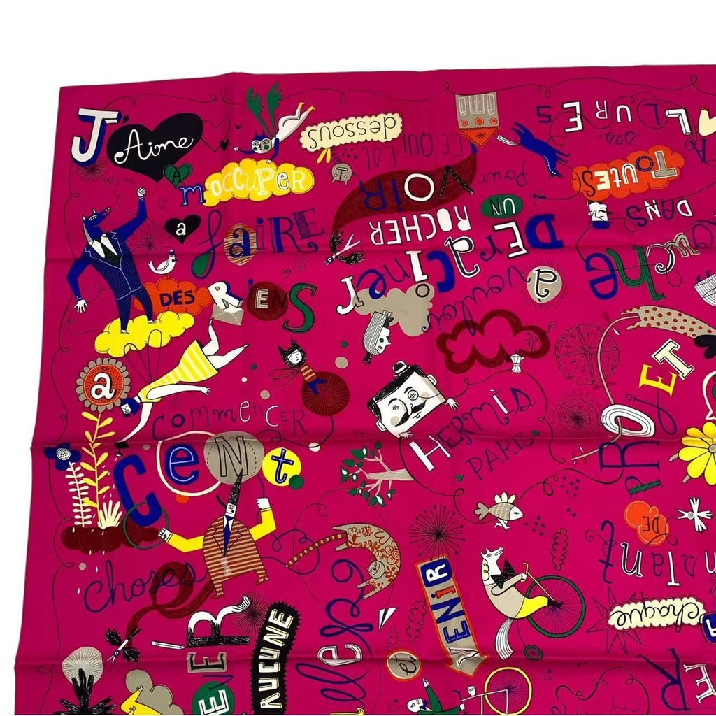 Hermes Carre 90 Scarf 100% Silk les Confessions Purple Box — view 3