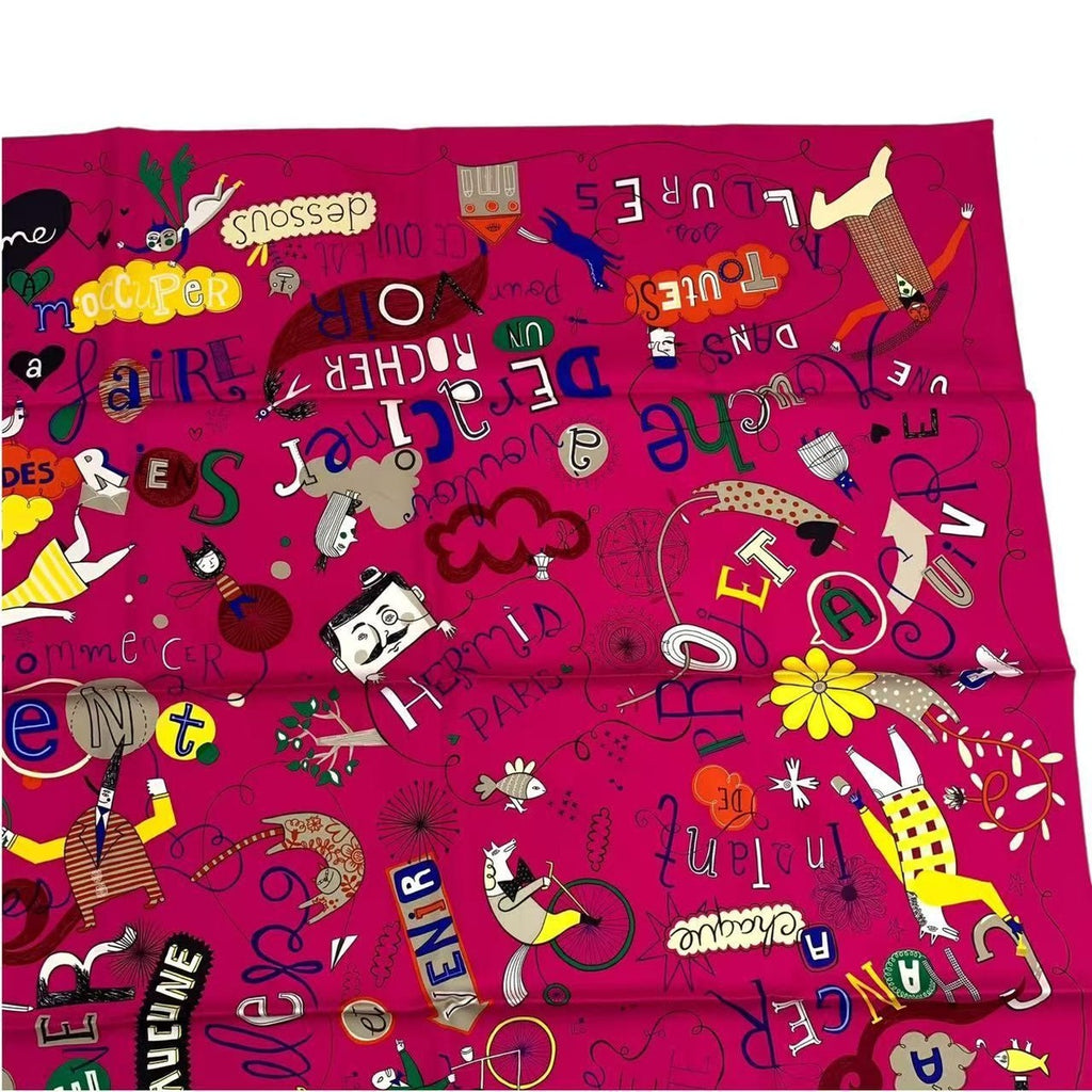 Hermes Carre 90 Scarf 100% Silk les Confessions Purple Box — view 4