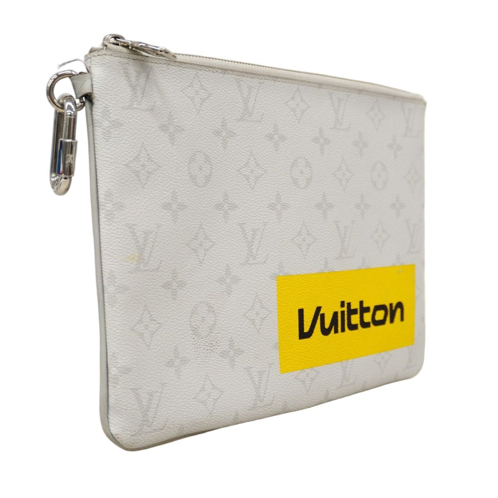Louis Vuitton Clutch Monogram Logo Story Zipped Pouch GM Gray Yellow — view 2