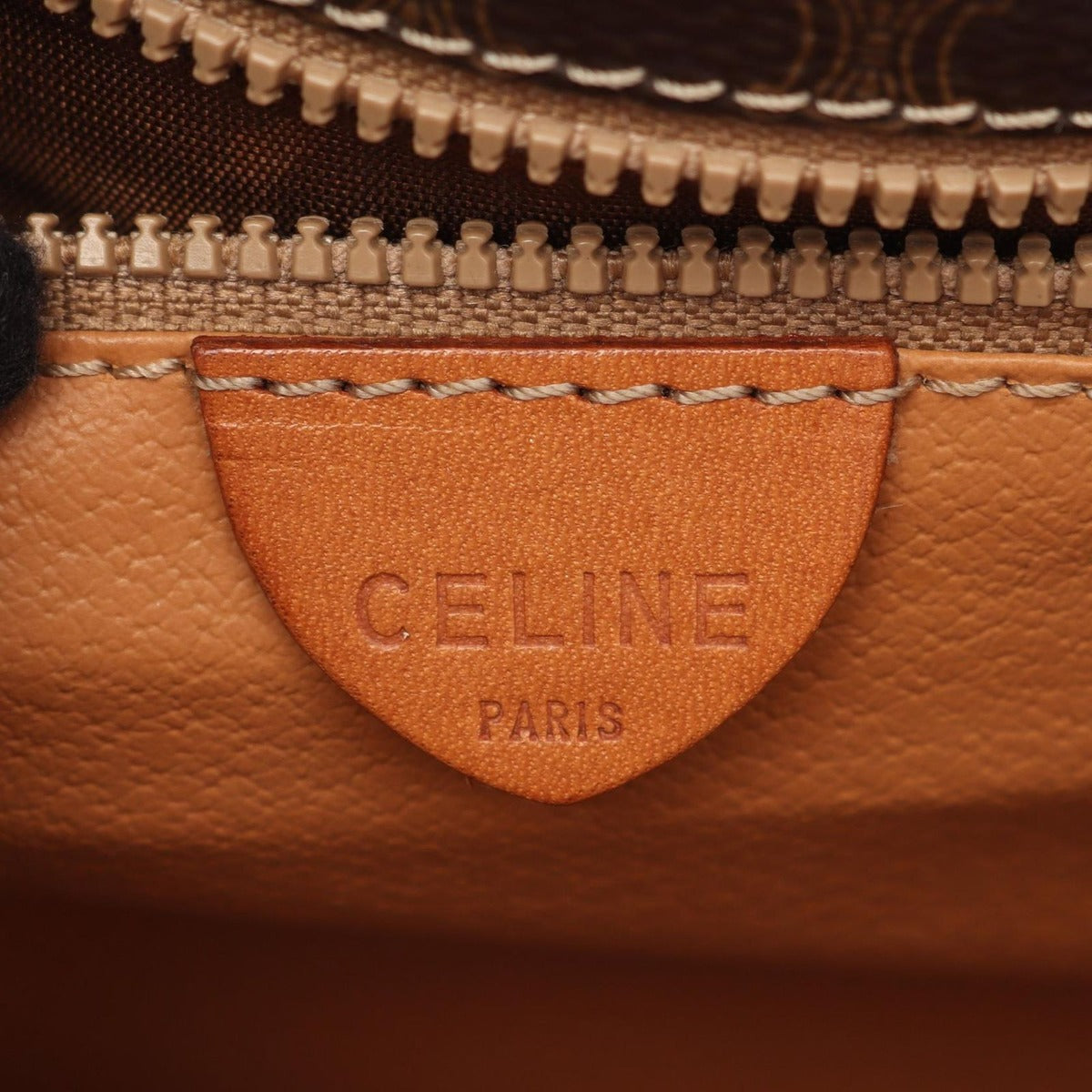 Celine Shoulder Bag Macadam Dark Brown Canvas Leather — view 4