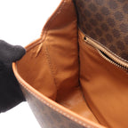 Celine Shoulder Bag Macadam Dark Brown Canvas Leather — view 6