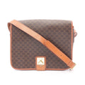 Celine Shoulder Bag Macadam Dark Brown Canvas Leather