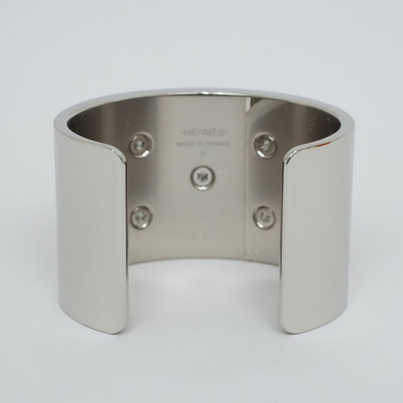 Hermes Collier de Chien Medle Gaine Size T2 Black Silver Bracelet Bangle — view 4