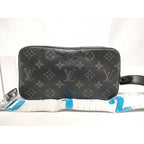Louis Vuitton Clutch Monogram Eclipse Pochette Volga Black Gray Leather — view 2