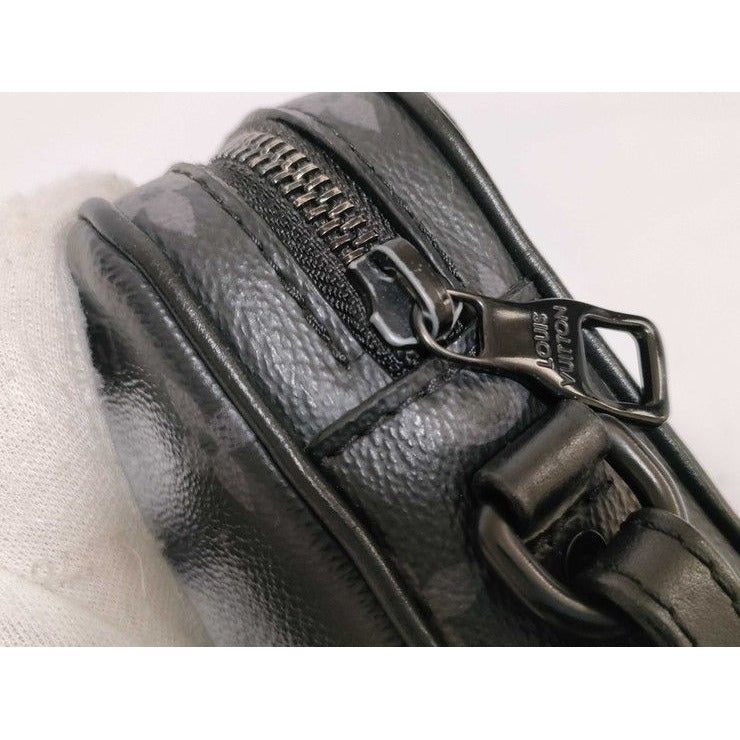 Louis Vuitton Clutch Monogram Eclipse Pochette Volga Black Gray Leather — view 4