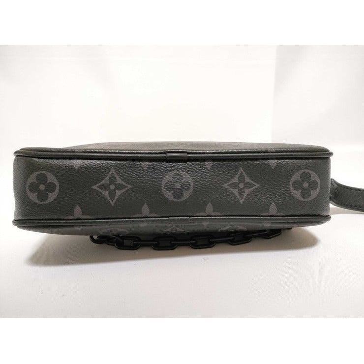 Louis Vuitton Clutch Monogram Eclipse Pochette Volga Black Gray Leather — view 5