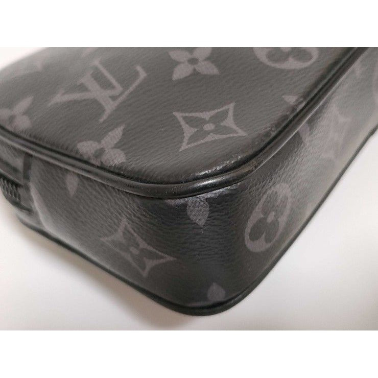 Louis Vuitton Clutch Monogram Eclipse Pochette Volga Black Gray Leather — view 6