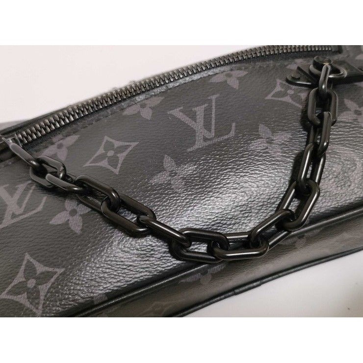 Louis Vuitton Clutch Monogram Eclipse Pochette Volga Black Gray Leather — view 7