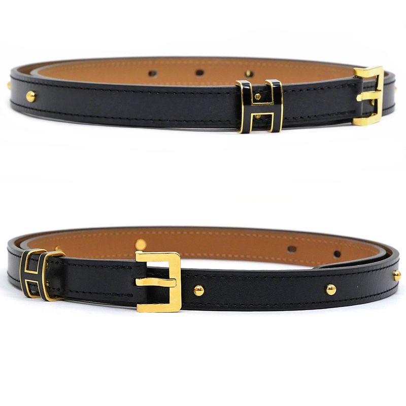 Hermes Belt Pop H Courte 15 80 cm Black Gold Hardware — view 3