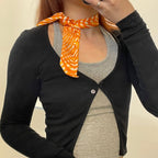 Hermes Twilly Bar Scarf Silk Orange White — view 5