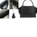 Celine Handbag Trapeze Leather Wool Black Gray — view 9