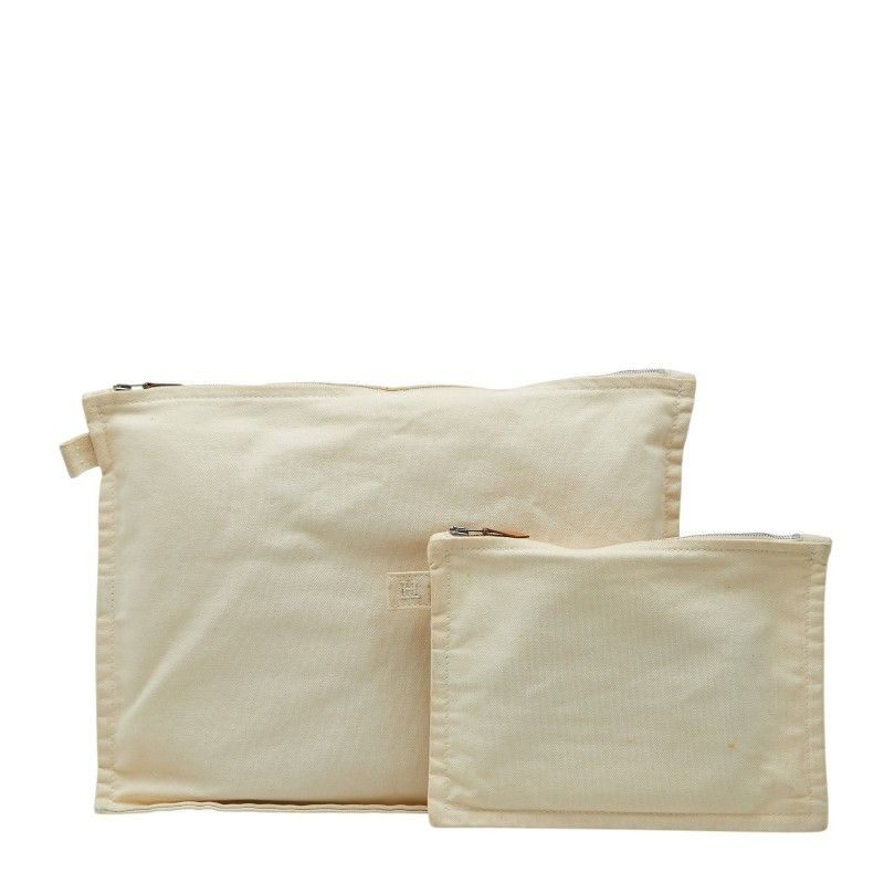 Hermes Bora Pouch Set Ivory Cotton