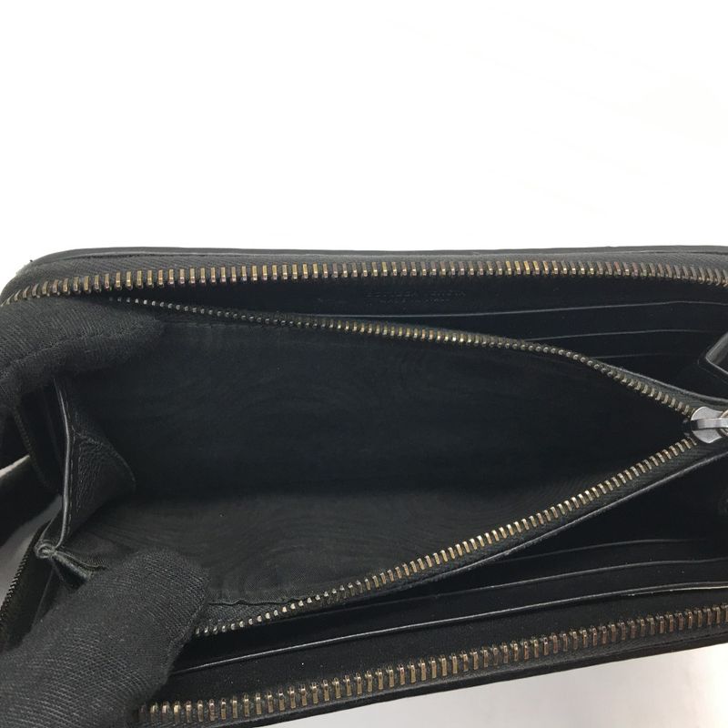 Bottega Veneta Long Wallet Intrecciato Round Zipper Black — view 4