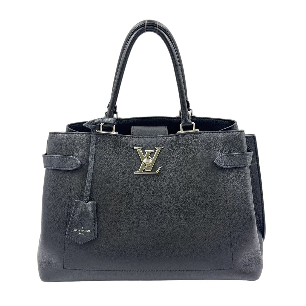 Louis Vuitton Lockme Leather Black Handbag Silver