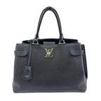 Louis Vuitton Lockme Leather Black Handbag Silver