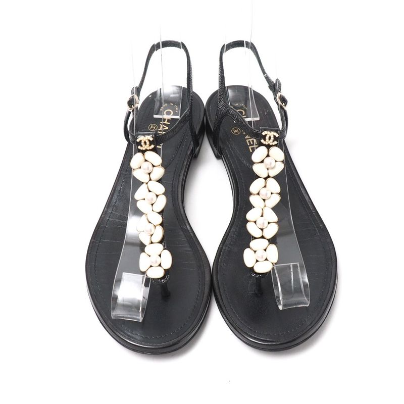 Chanel Sandals Size 35 C Thong Ankle Strap Shoes CC Coco Mark Imitation — view 5