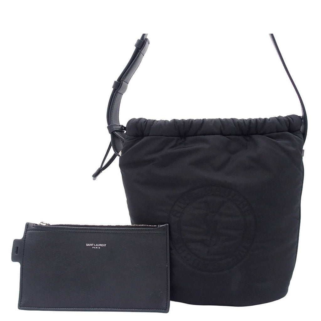 Saint Laurent Rive Gauche Bucket Bag Black Nylon