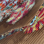 Hermes Scarf Pleated Silk Plant All Over Pattern Brown — view 7