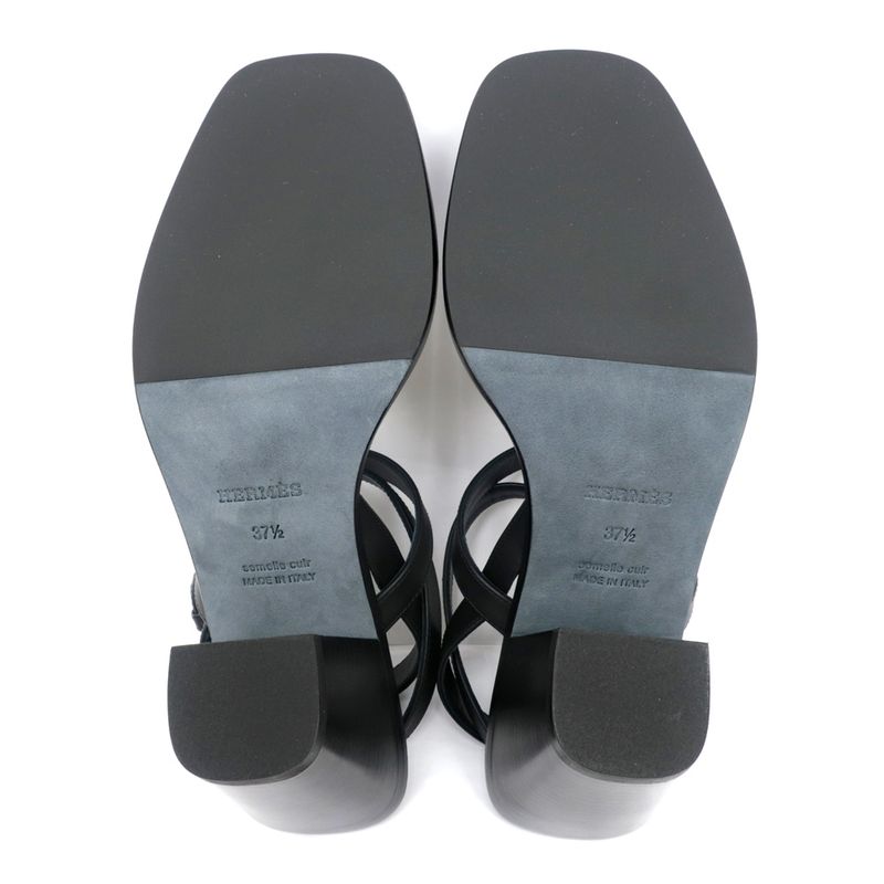 Hermes Sandals Eveless BK 37 1 2 Leather Ankle Strap — view 8