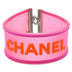 Chanel CC Logo 01 P Rubber Bracelet Pink Orange Jelly Bangle Cambon — view 2