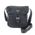 Prada Tessuto Nylon Triangle Logo Leather Shoulder Bag Crossbody Messenger