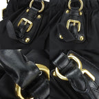 Prada Handbag 2-Way Nylon Leather Black Everyday Casual Gold Hardware — view 3