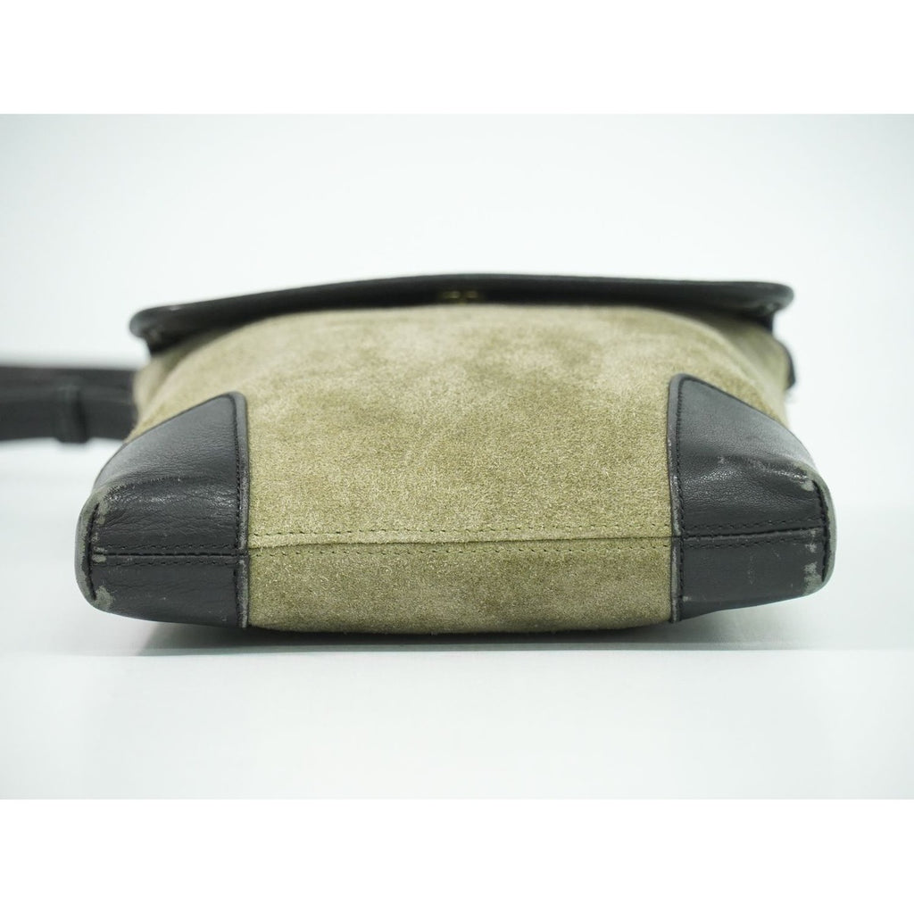 Loewe Anagram Shoulder Bag Pochette Suede Leather Khaki — view 3