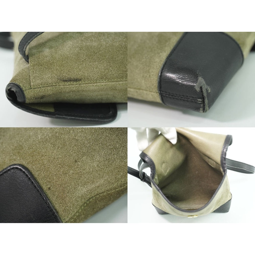 Loewe Anagram Shoulder Bag Pochette Suede Leather Khaki — view 8