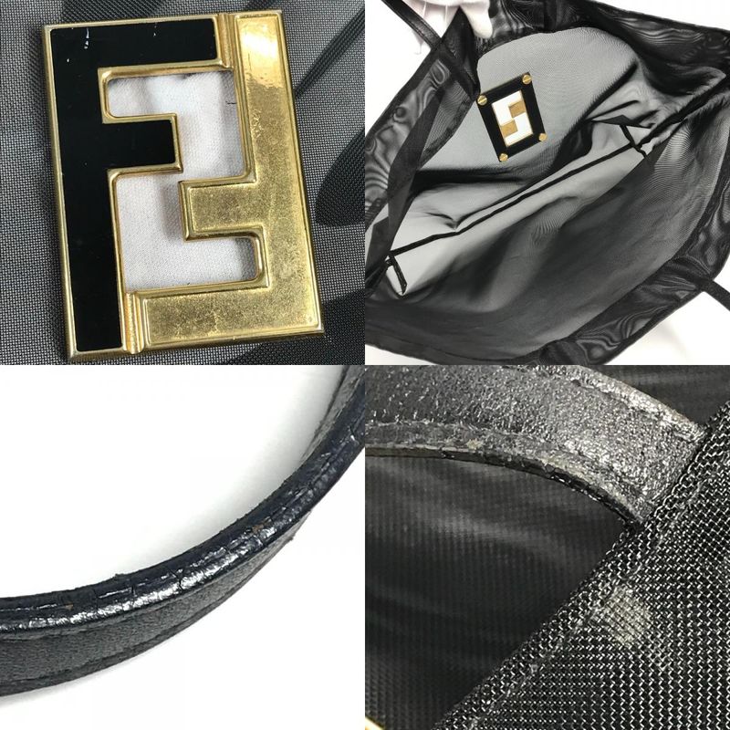 Fendi Handbag FF Logo Mesh Big Bag Nylon Black — view 8