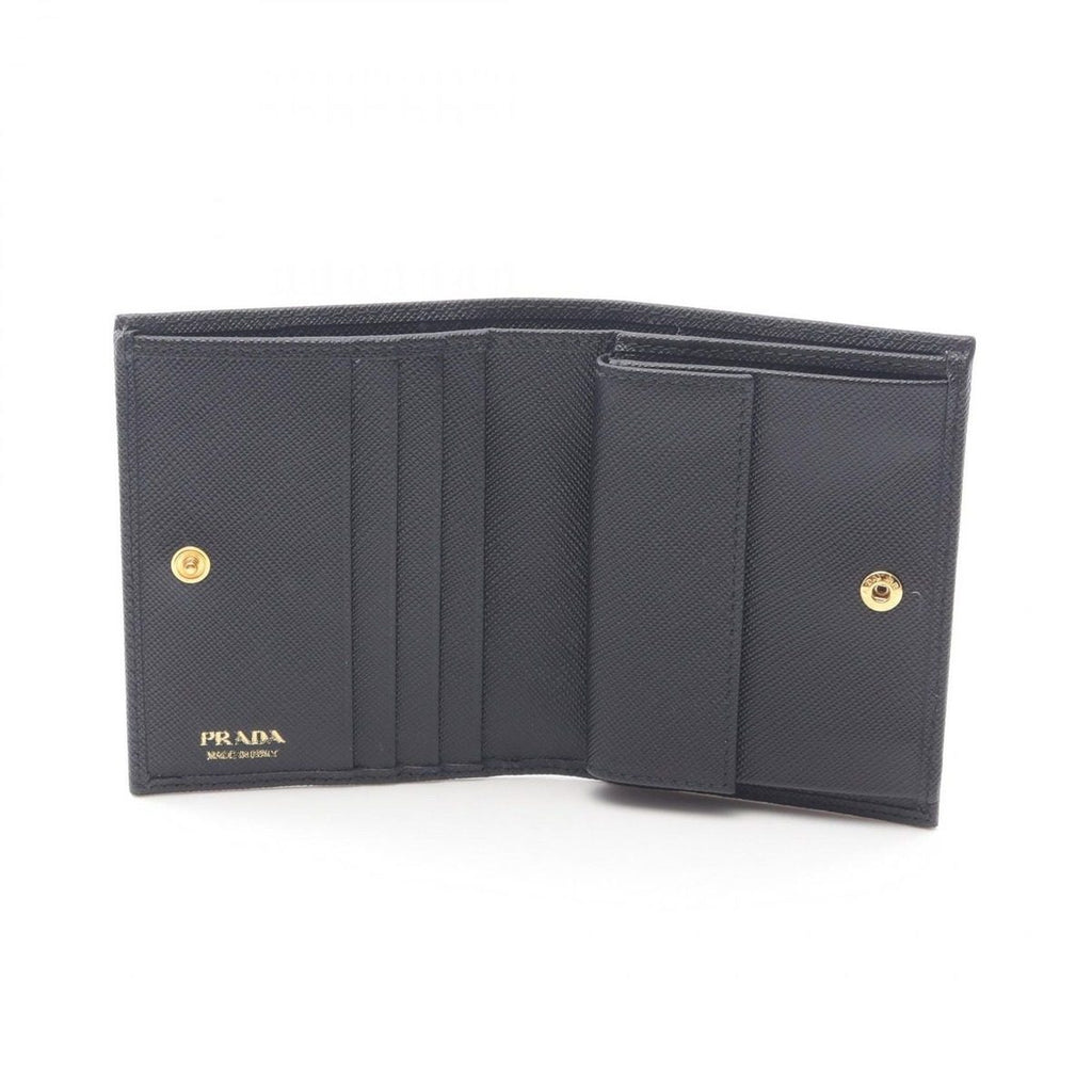 Prada Bifold Wallet Saffiano Triang Black Leather — view 3