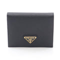 Prada Bifold Wallet Saffiano Triang Black Leather