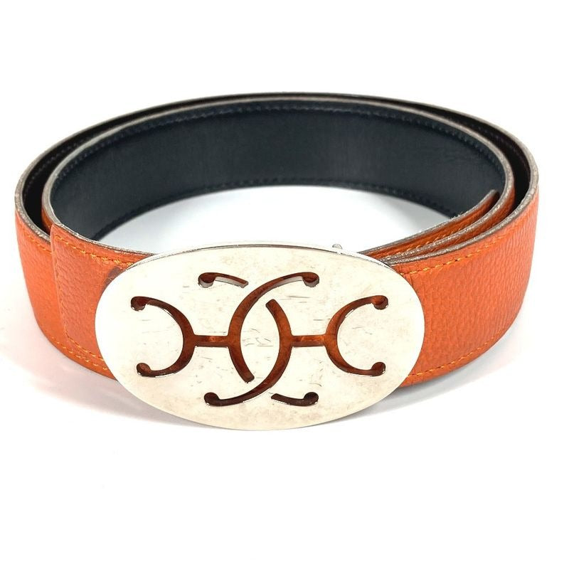Hermes Belt Double H Logo Buckle Leather Orange — view 2
