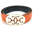 Hermes Belt Double H Logo Buckle Leather Orange