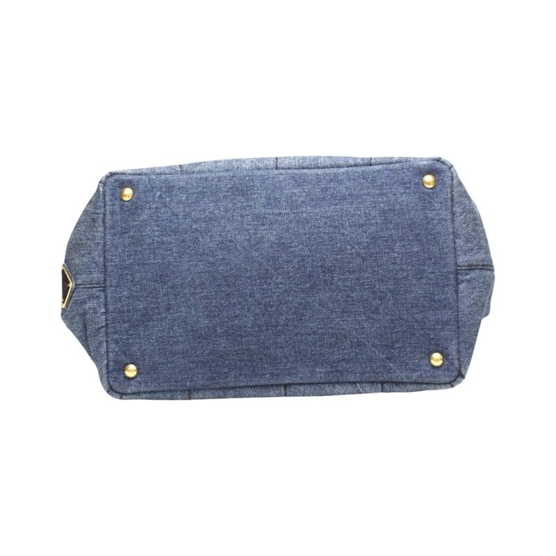 Prada Cotton Canvas Tote Bag Canapa Blue — view 5