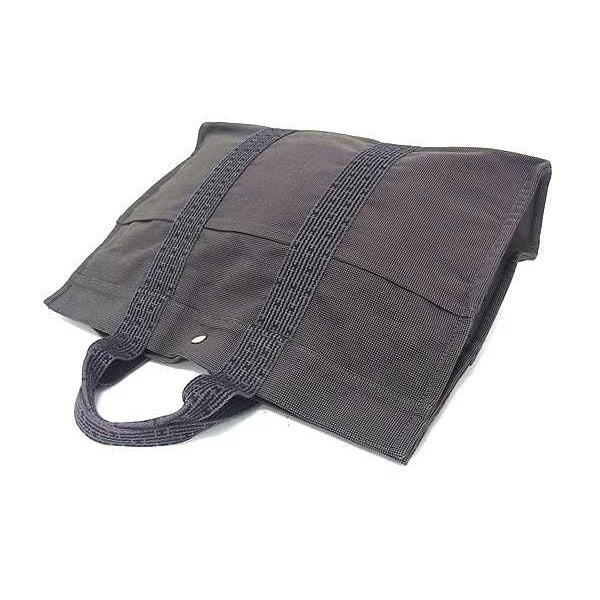 Hermes Tote Her Line MM Grey Silver Hardware Canvas — view 4