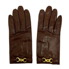 Hermes Gold Twist Hardware Leather Gloves Hand Brown Tea — view 2
