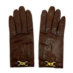 Hermes Gold Twist Hardware Leather Gloves Hand Brown Tea — view 3