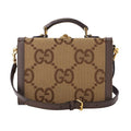Gucci Shoulder Bag Jumbo GG Canvas Camel Ebony