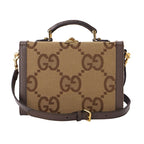 Gucci Shoulder Bag Jumbo GG Canvas Camel Ebony