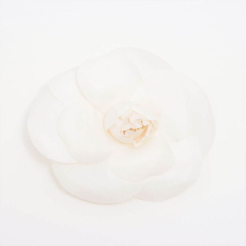 Chanel Camellia Fabric Corsage Brooch White