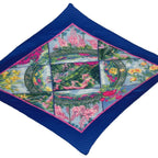 Hermes Scarf Pleated Vernis Giverny Monet's Garden Silk Blue — view 3
